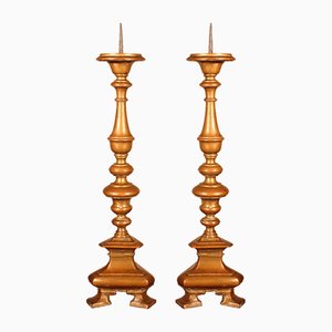 Italienische Kerzenständer aus Bronze, 19. Jh., 2er Set