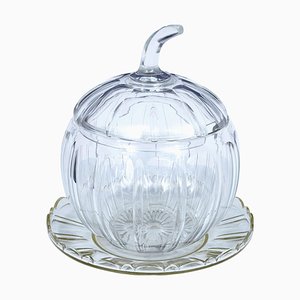 Vintage Cut Glass Pumpkin Halloween Punch Bowl