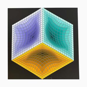Victor Vasarely "Struttura geometrica nera" 1975