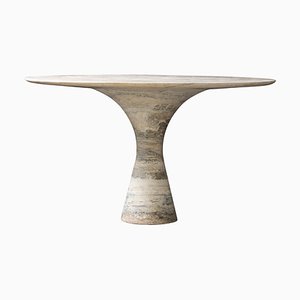 Travertino Silver Refined Marble Dining Table