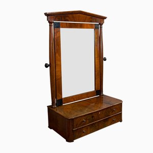 Antique Victorian Empire Style English Walnut Toilet Mirror, 1880s