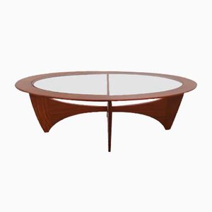 Oval Teak Astro Coffee Table with Glass Top by Victor Wilkins for G-Plan, 1960s