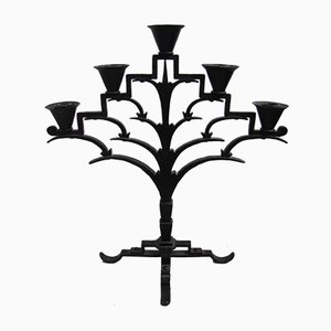 Antique Art Deco Iron Candleholder in the Style of Koloman Moser