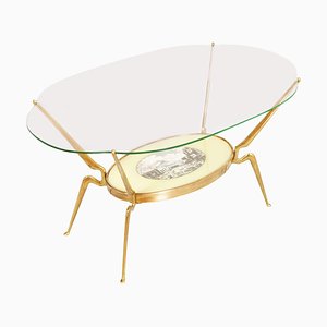 Mid-Century Gilt Brass Coffee Table by Cesare Lacca, 1950s