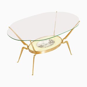 Tavolino da caffè Mid-Century in ottone dorato di Cesare Lacca, anni '50