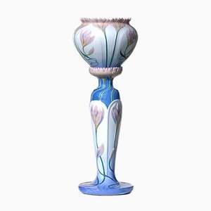 Cache-Pot Antique Art Nouveau Floral en Céramique avec Support par Giorgio Spertini, Italie