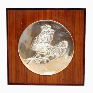 Piatto decorativo vintage in argento di Luciano Minguzzi per Franklin Mint, anni '70