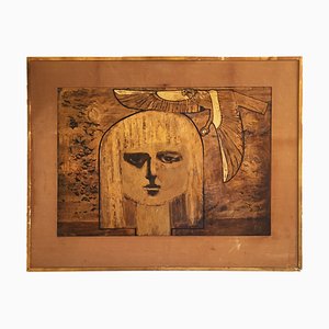 Art Deco Rustic Distressed Painting by Alan Healey, 1986