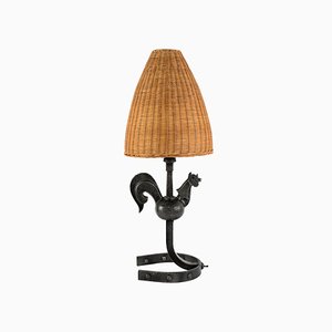 Lampe de Bureau Coq en Fer Forgé, 1950s