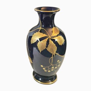 Vases Bleus en Faïence Vernis par Gustave Asch pour Sainte-Radegonde, Set de 2