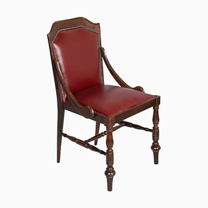 19th Century Neoclassical Walnut and Leather Desk Chair