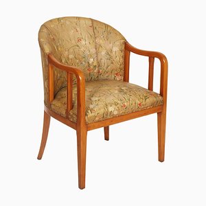 Art Deco French Walnut Lounge Chair Attributed to Jules Leleu, 1930s