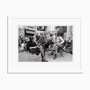 Alain Delon French Actors on Set Archival Pigment Print Framed in White by Jean-Pierre Bonnotte