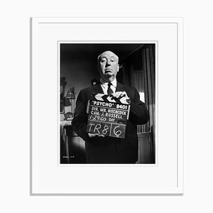 Alfred Hitchcock on the Set of Psycho Silver Gelatin Resin Print Framed in White