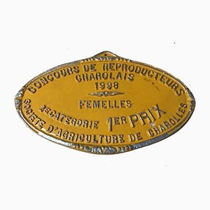 Plaque du 1er Concours de Concurrence Agricole Charolles Orange, 1998