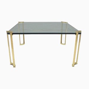 German Square Solid Brass and Glass Coffee Table, 1960s