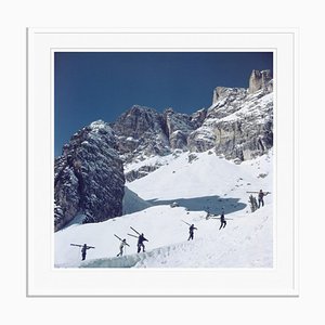 Walking Up Cortina D’ampezzo Oversize C Print Framed in White by Slim Aarons