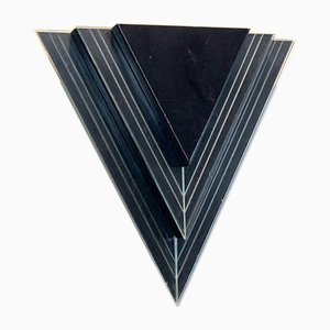 Dutch Modern Glass & Steel Triangular Wall Sconces, Set of 2