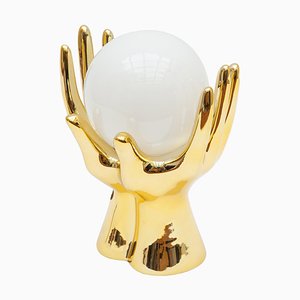 Italian Gold Hand Globe Table Lamp, 1970s