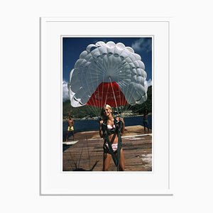 Paraglider Oversize C Print Framed in White by Slim Aarons