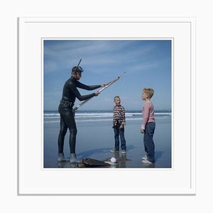 Spear Fishing in San Diego Oversize C Print Framed in White by Slim Aarons