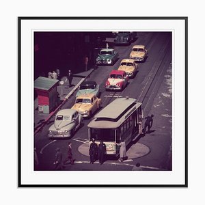 Schwarzer Tram Turntable Oversize C Print von Slim Aarons