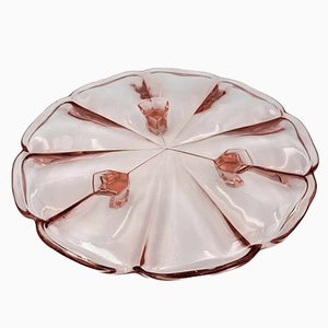 Vintage Pink Glass Platter from Ząbkowice Steelworks, 1970s