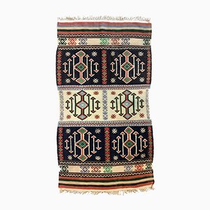 Petit Tapis Kilim Vintage en Laine Rouge, Beige et Noire, Turquie, 1950s