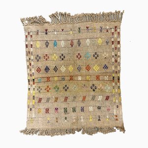 Small Vintage Turkish Beige Wool Kilim Rug, 1950s