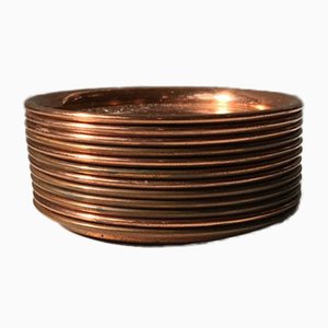Vintage Danish Copper Drink and Coffee Coasters Set, 1960s, Set of 12