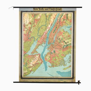 Antike New York Landkarte von Westermann, 1920er