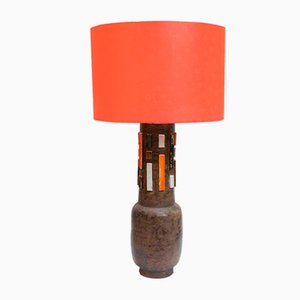 Terra Orange and White Studio Ceramic Table Lamp by Aldo Londi, 1950s