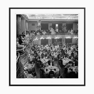 Luxury Dining Silver Fibre Gelatin Print Framed in Black by Slim Aarons