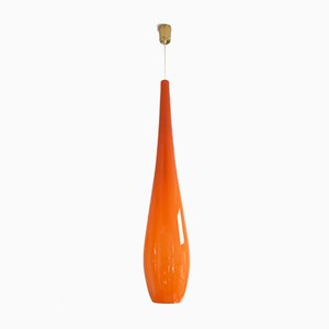 Large Orange Glass Pendant Light from Vistosi, 1960