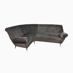 Italienisches Vintage Ecksofa aus Samt, 1950er