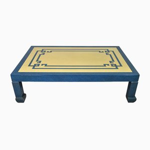 Blue & Ivory Lacquer Coffee Table Attributed to Tommaso Barbi, 1970s