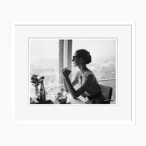 Lunch with Audrey Hepburn Archival Pigment Print Framed in White by Alamy Archives