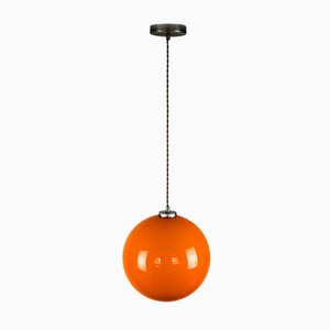 Lampe à Suspension Mid-Century en Verre Orange