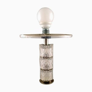Lámpara de mesa escandinava vintage de acero y vidrio artístico