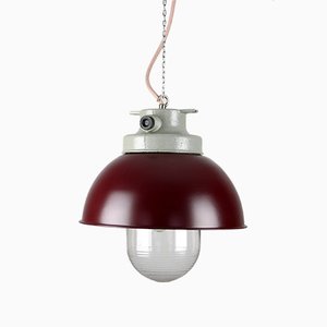 Vintage Burgundy Industrial Pendant Lamp from TEP