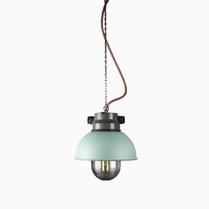 Vintage Mint Small Industrial Pendant Lamp from TEP