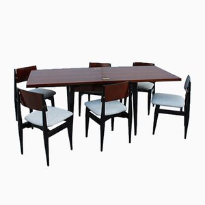 Set da pranzo con tavolo e sedie, anni '60, set di 7