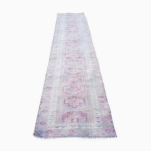 Vintage Turkish Long Distressed Oushak Runner with Traditional Modern Style, 1970s