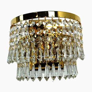 Crystal & Brass Wall Light from Dotzauer, 1980s