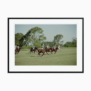 Polo Match Close Up Oversize C Print Framed in Black by Slim Aarons