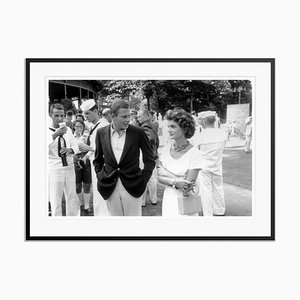 Tennis Guests Silver Fibre Gelatin Print Framed in Black by Slim Aarons