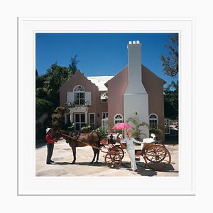 Carriage Awaits Oversize C Print Encadré en Blanc par Slim Aarons