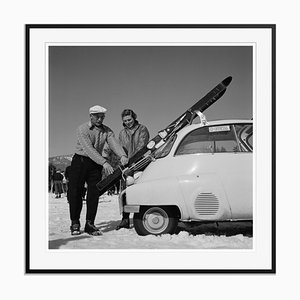 New England Skiing Essentials Silver Fibre Gelatin Print Framed in Black by Slim Aarons