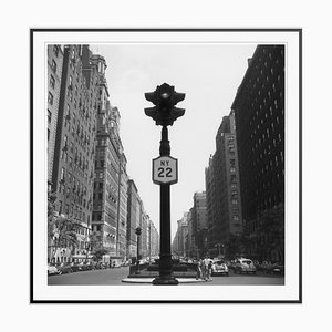 NY Lights Silver Fibre Gelatin Print Framed in Black by Slim Aarons