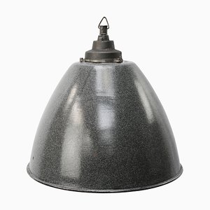 Lámpara colgante industrial de hierro fundido y esmalte gris claro